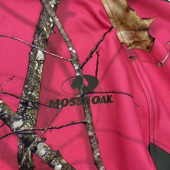 Mossy Oak Pullover Womens Medium Pink Camo 1/4 Zip Performance Hunting Stretch - Picture 4 of 12